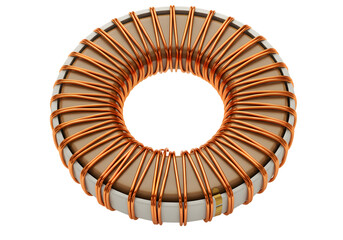 Toroidal Inductor Component on transparent background