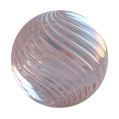Abstract Glass Sphere with Wavy Lines Reflecting Light Creating a Modern Artistic Design