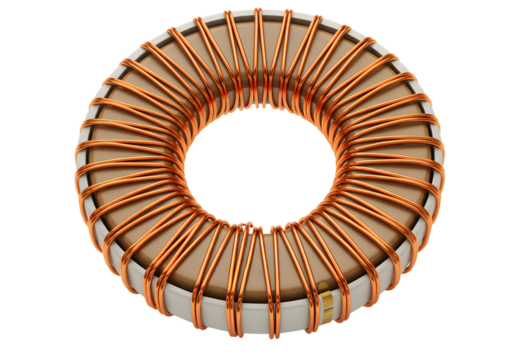 Toroidal Inductor Component on transparent background