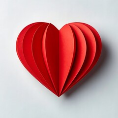 Red Paper Heart Ornament on White Background Symbolic of Love and Affection