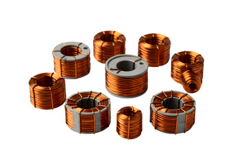 Toroidal Inductors on White on transparent background