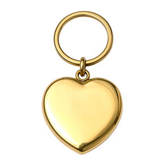 Gold heart shaped keychain on a black background.