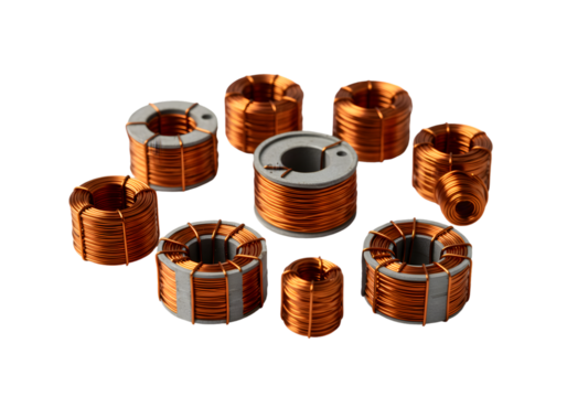 Toroidal Inductors on White on transparent background