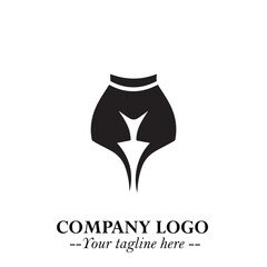 Woman Short Pants Logo Symbol in Black on the White Background Minimalist Fashion Illustration