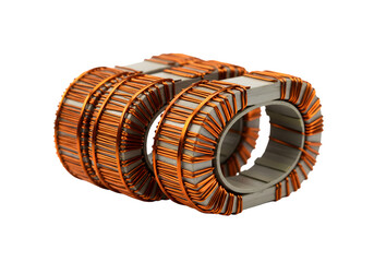 Electrical Copper Coils on transparent background