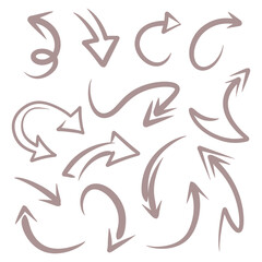 Hand drawn curved and circular arrow vector collection for navigation direction and pointing design