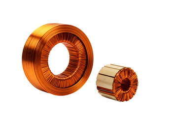 Copper Electrical Coils on transparent background