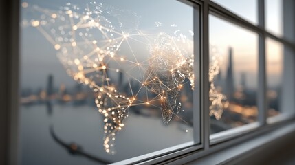 Global supply chain visualization urban office infographic modern environment aerial perspective connection concept
