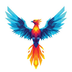 Obraz premium Vector illustration of geometric phoenix bird with colorful wings