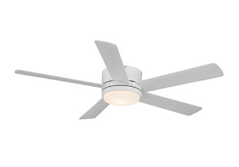 White Ceiling Fan with Light Fixture on transparent background
