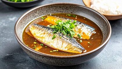 香ばしい鯖の味噌煮を上品に盛り付けた和食の一皿1