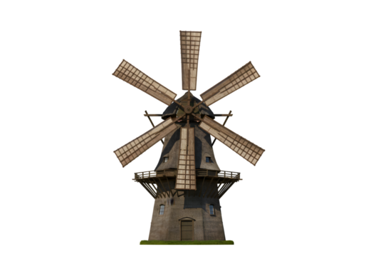 Traditional Windmill Isolated on transparent background