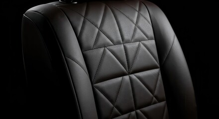 Obraz premium Luxurious dark leather seat with geometric diamond stitching detail.