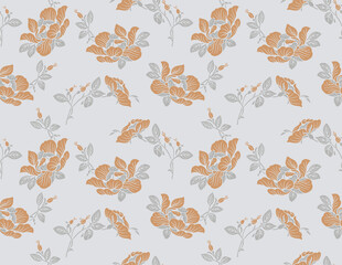 Japanese Classic Flower Bouquet Vector Seamless Pattern