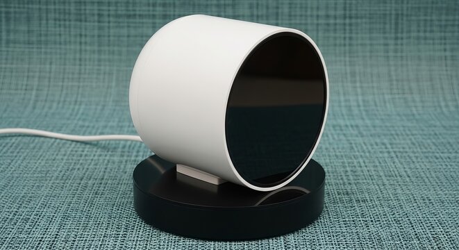 Vintage white and black desk lamp with flexible neck and round base - Powered by Adobe