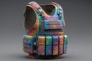Colorful tactical vest with multiple pockets and straps
