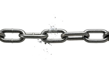Obraz premium Broken metal chain representing strength weakness and freedom on a black background indicating overcoming obstacles and challenges