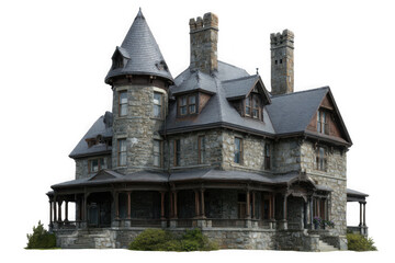 Fototapeta premium Haunting victorian mansion digital painting with spire and chimneys eerie atmosphere