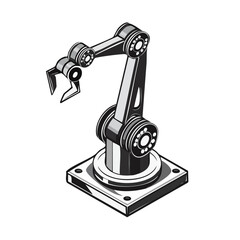 Vector Illustration Of Industrial Robotic Arm With Mechanical Gripper Representing Modern Automation And Engineering Technology
