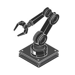 Vector Illustration Of Industrial Robotic Arm Machine Used In Modern Manufacturing And Engineering