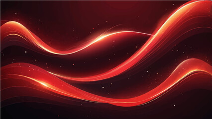 Abstract red background with flowing wave design