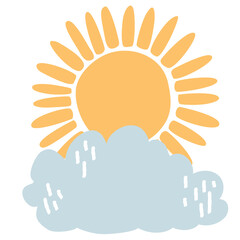 Sun and Cloud Weather Vector Illustration