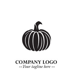 Pumpkin Logo Symbol in Black on the White Background Minimalist Vegetable Vector Illustration