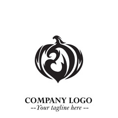 Pumpkin Logo Symbol in Black on the White Background Minimalist Vegetable Vector Illustration