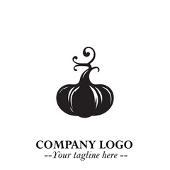 Pumpkin Logo Symbol in Black on the White Background Minimalist Vegetable Vector Illustration