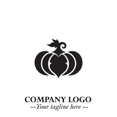 Pumpkin Logo Symbol in Black on the White Background Minimalist Vegetable Vector Illustration
