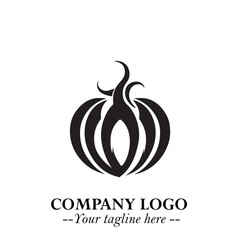 Pumpkin Logo Symbol in Black on the White Background Minimalist Vegetable Vector Illustration
