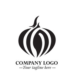 Pumpkin Logo Symbol in Black on the White Background Minimalist Vegetable Vector Illustration
