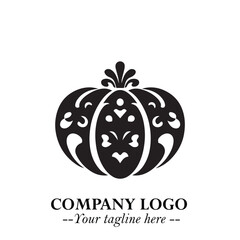 Pumpkin Logo Symbol in Black on the White Background Minimalist Vegetable Vector Illustration