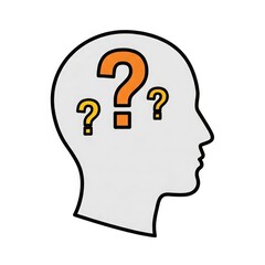 Silhouette of a head filled with question marks, representing confusion or uncertainty.