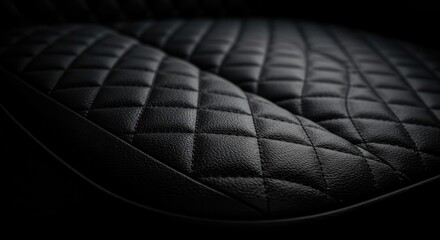Obraz premium Luxurious black quilted material with subtle curves and stitching.