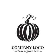 Pumpkin Logo Symbol in Black on the White Background Minimalist Vegetable Vector Illustration