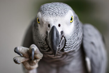 Obraz premium A parrot imitating human gestures in a funny way