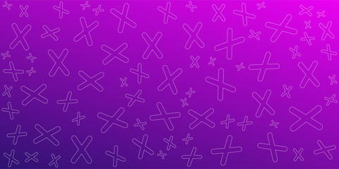 Obraz premium Abstract White Cross and Plus Sign Pattern on Gradient Purple Background.