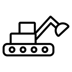 Excavator Vector Line Icon Design