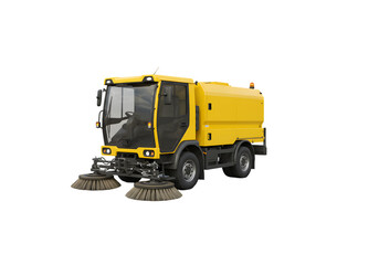 Yellow Street Sweeper on transparent background