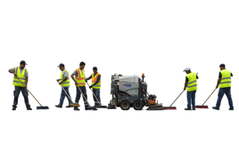 Municipal Sweeping Crew on transparent background