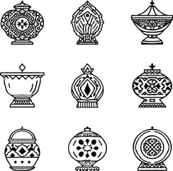 Clean black and white vector illustration of icons like.eps