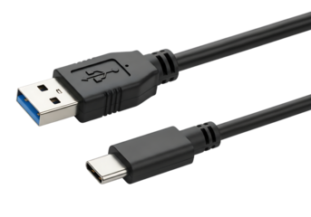 Modern usb 3.0 type-a to micro-usb cable for data transfer and charging. Isolated on transparent background, png