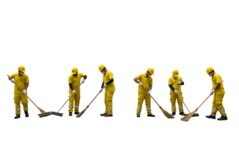 Pixelated Cleanup Team on transparent background