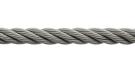Close up texture of braided metal wire cable rope detail abstract. Isolated on transparent background, png