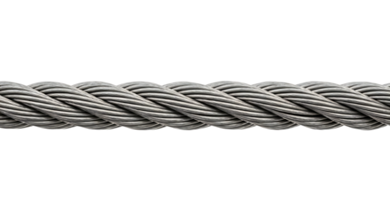 Close up texture of braided metal wire cable rope detail abstract. Isolated on transparent background, png