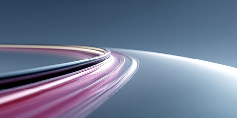 Abstract Pink and Silver Light Streaks Forming a Curve on Dark Background blue bright