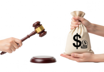 Auction and money isolated on transparent background