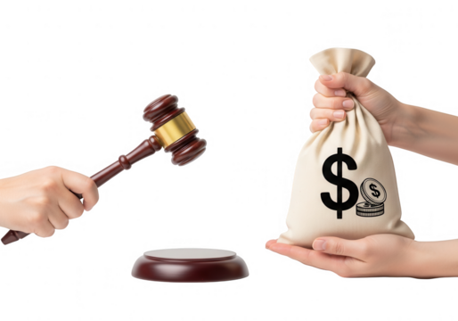 Auction and money isolated on transparent background