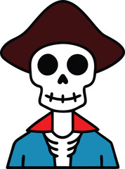 skeleton pirate with halloween hat  vector illustr.eps
